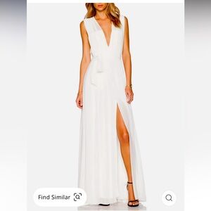 L’agence deep-v pleated maxi dress